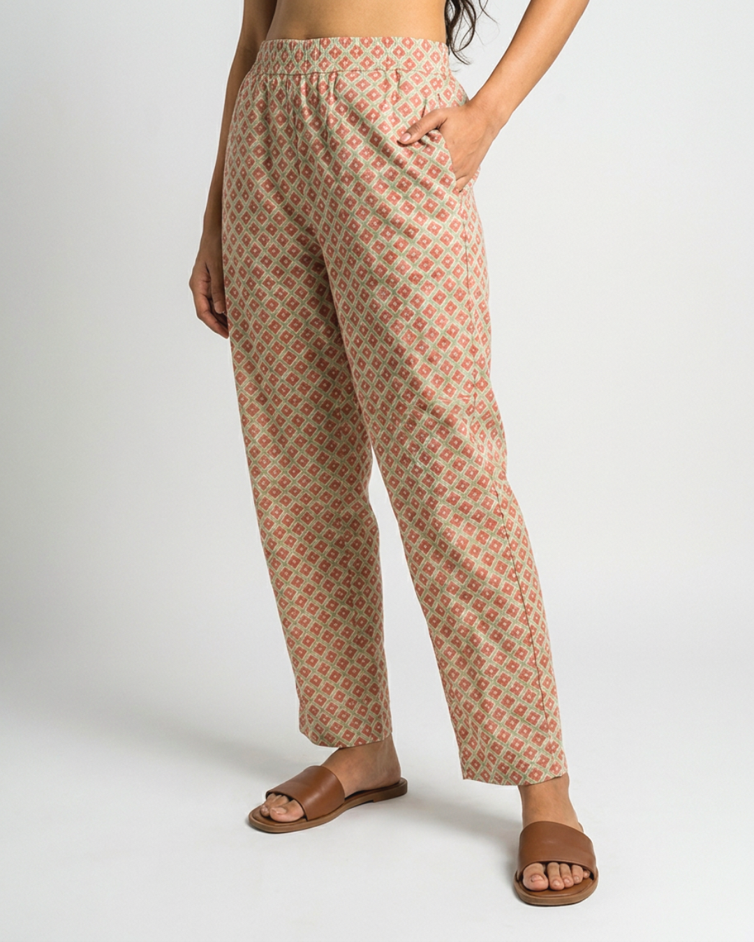 Dhun Mul Pants - Brown & Sea Green