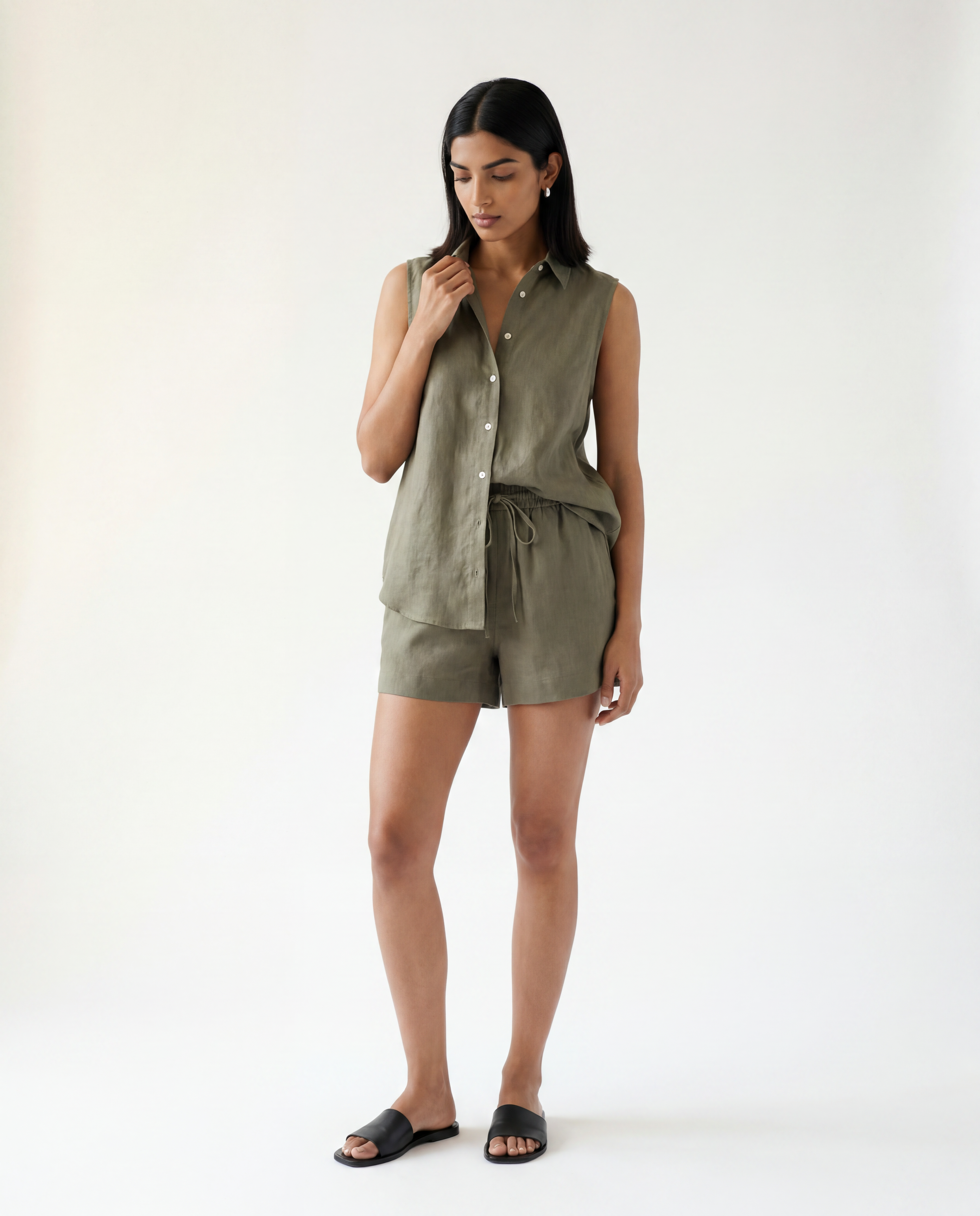 Fern Linen Coord Set - Sage Green