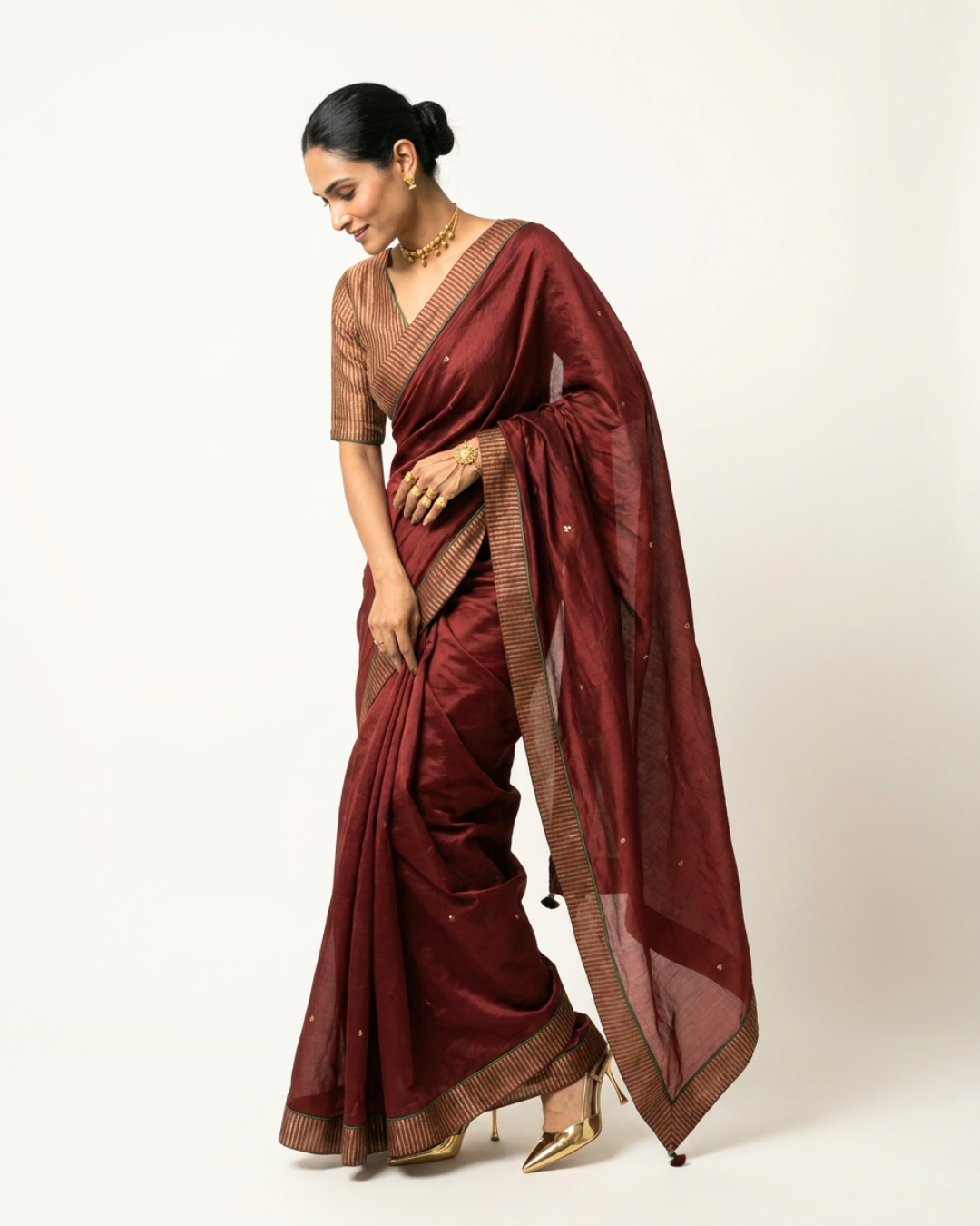 Gulaab Chanderi Saree - Maroon
