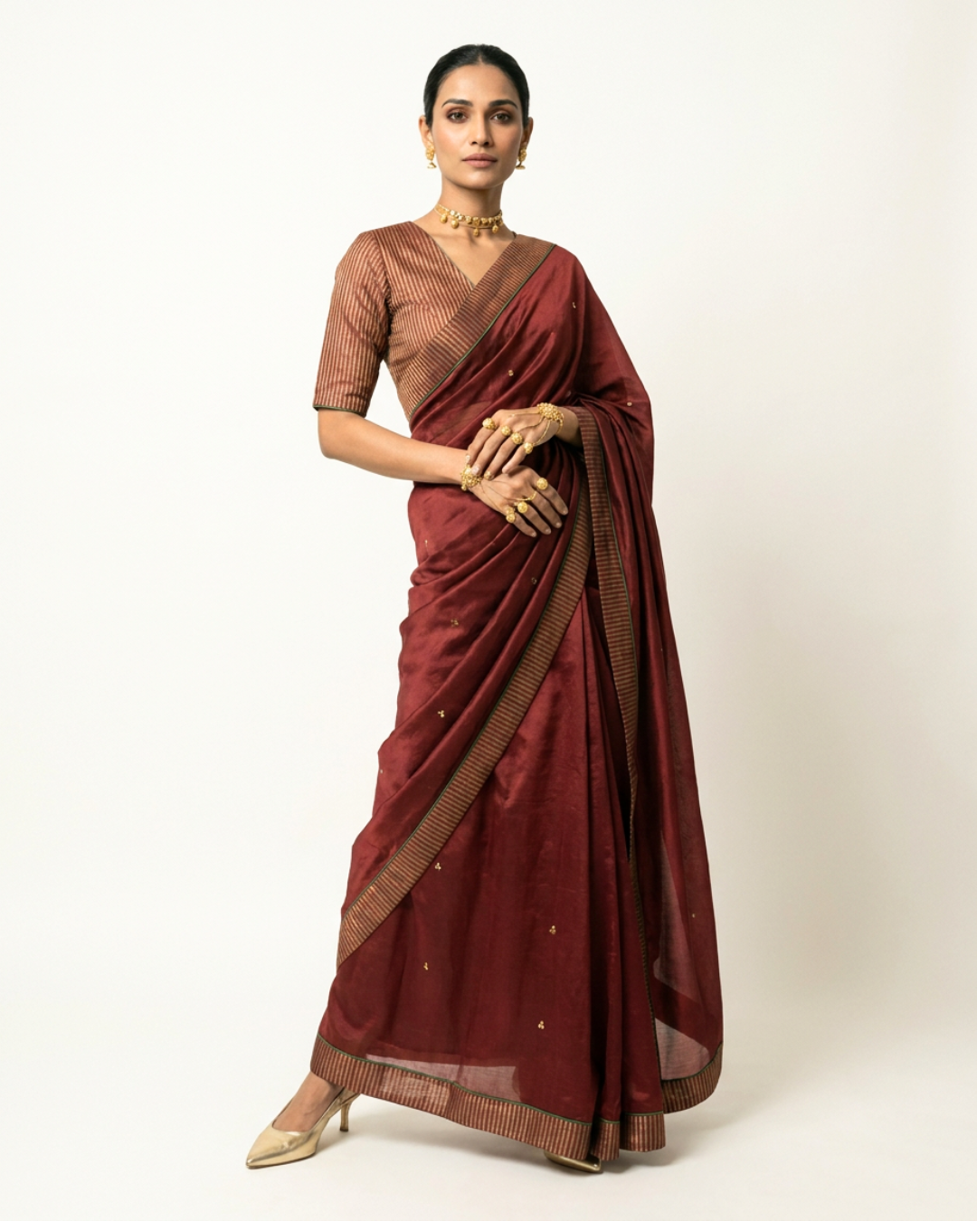 Gulaab Chanderi Saree - Maroon