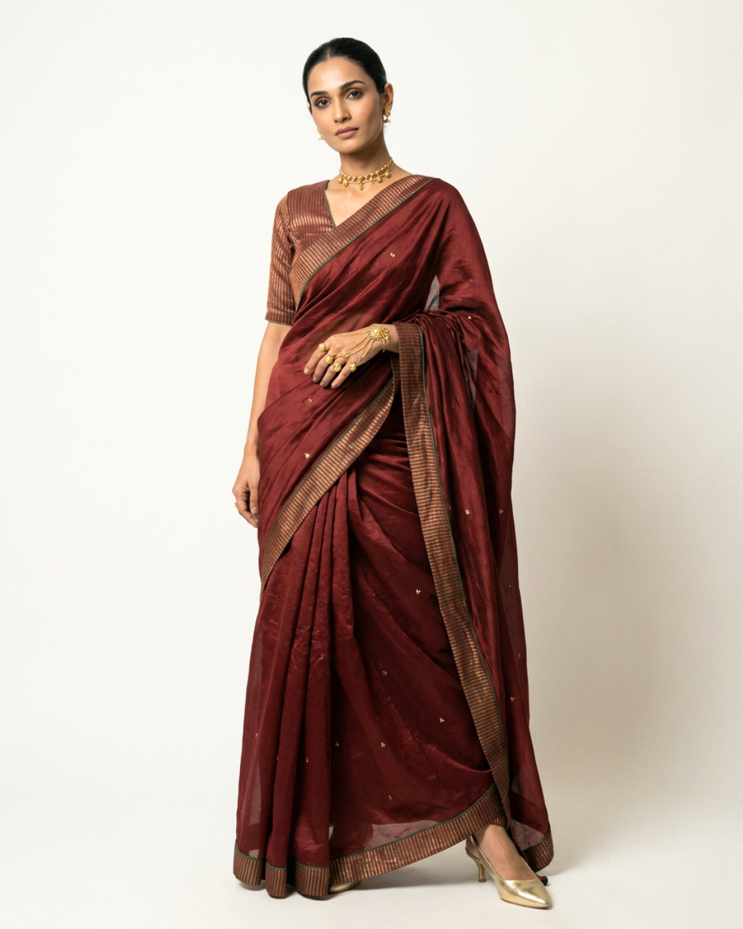 Gulaab Chanderi Saree - Maroon