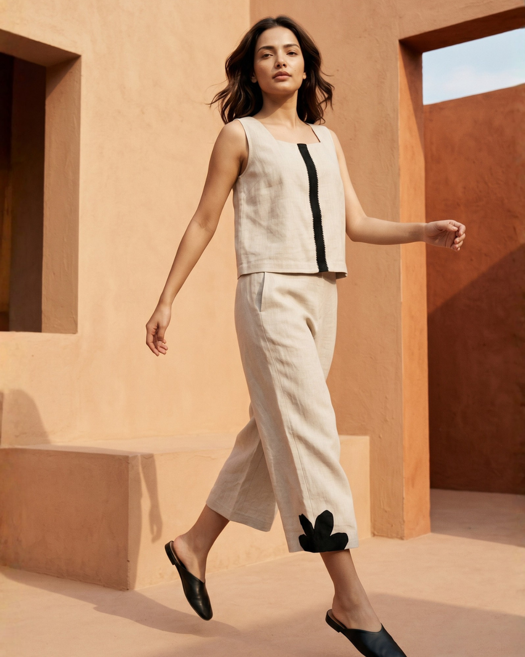 Industale-Dune Linen Coord Set - Beige-1