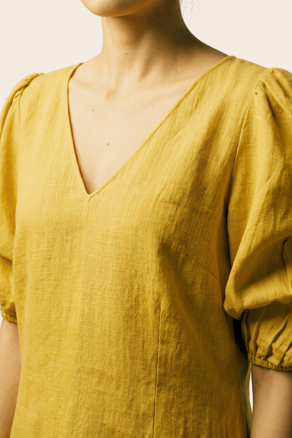 Industale-Finch Linen Dress - Mustard Yellow-6
