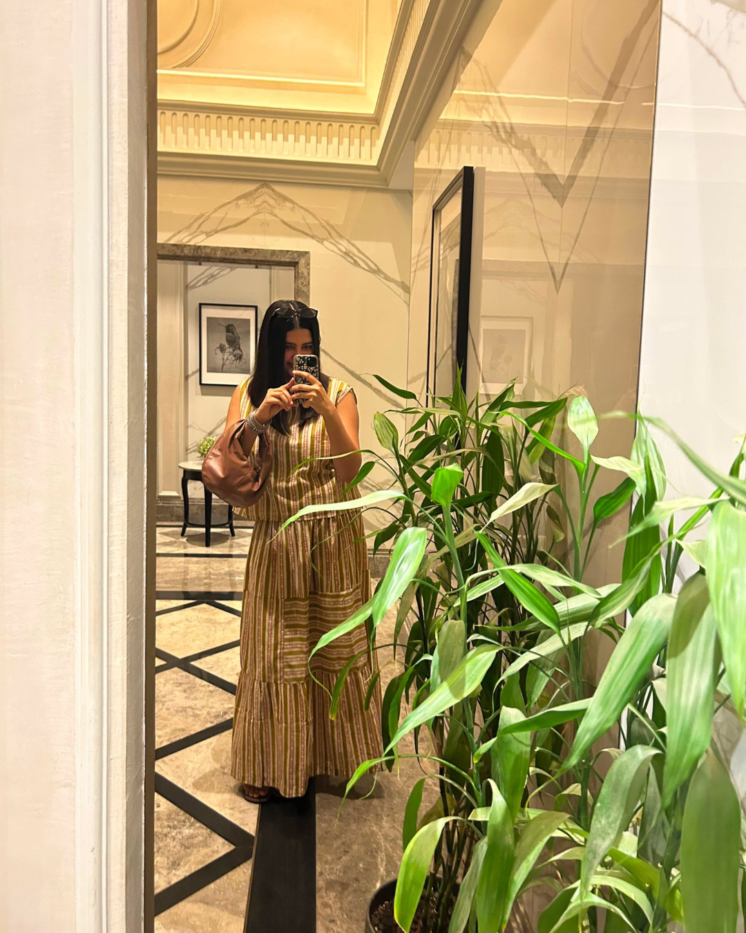 Varsha Mul Coord Set - Mustard & Pink