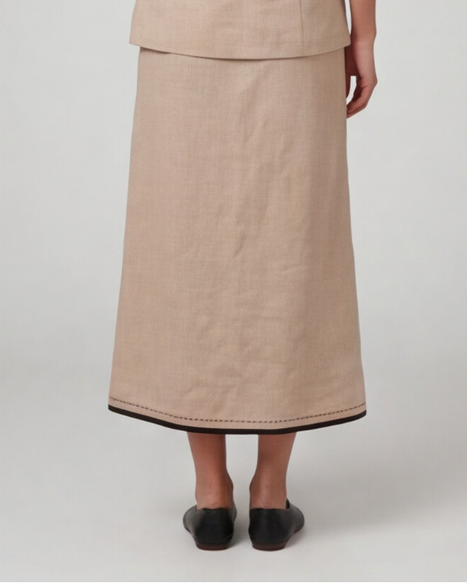 Industale Sand Linen Skirt - Beige 3