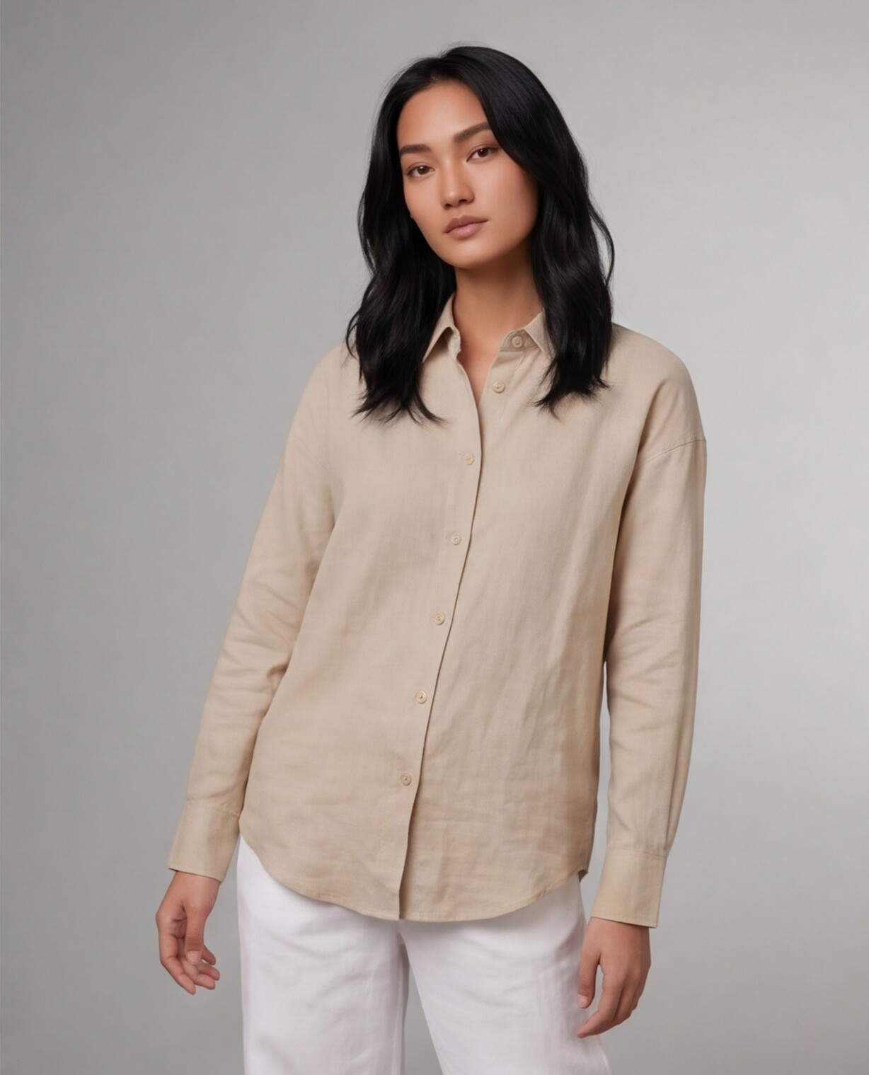  Industale Solid Linen Shirt - Beige 2