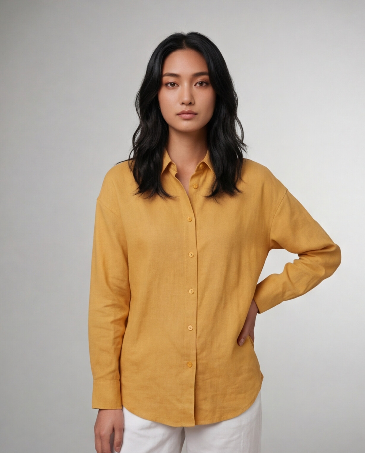 Industale Solid Linen Shirt - Mustard Yellow 2