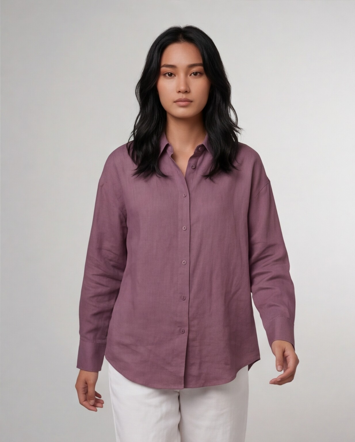  Industale Solid Linen Shirt - Plum Purple 2