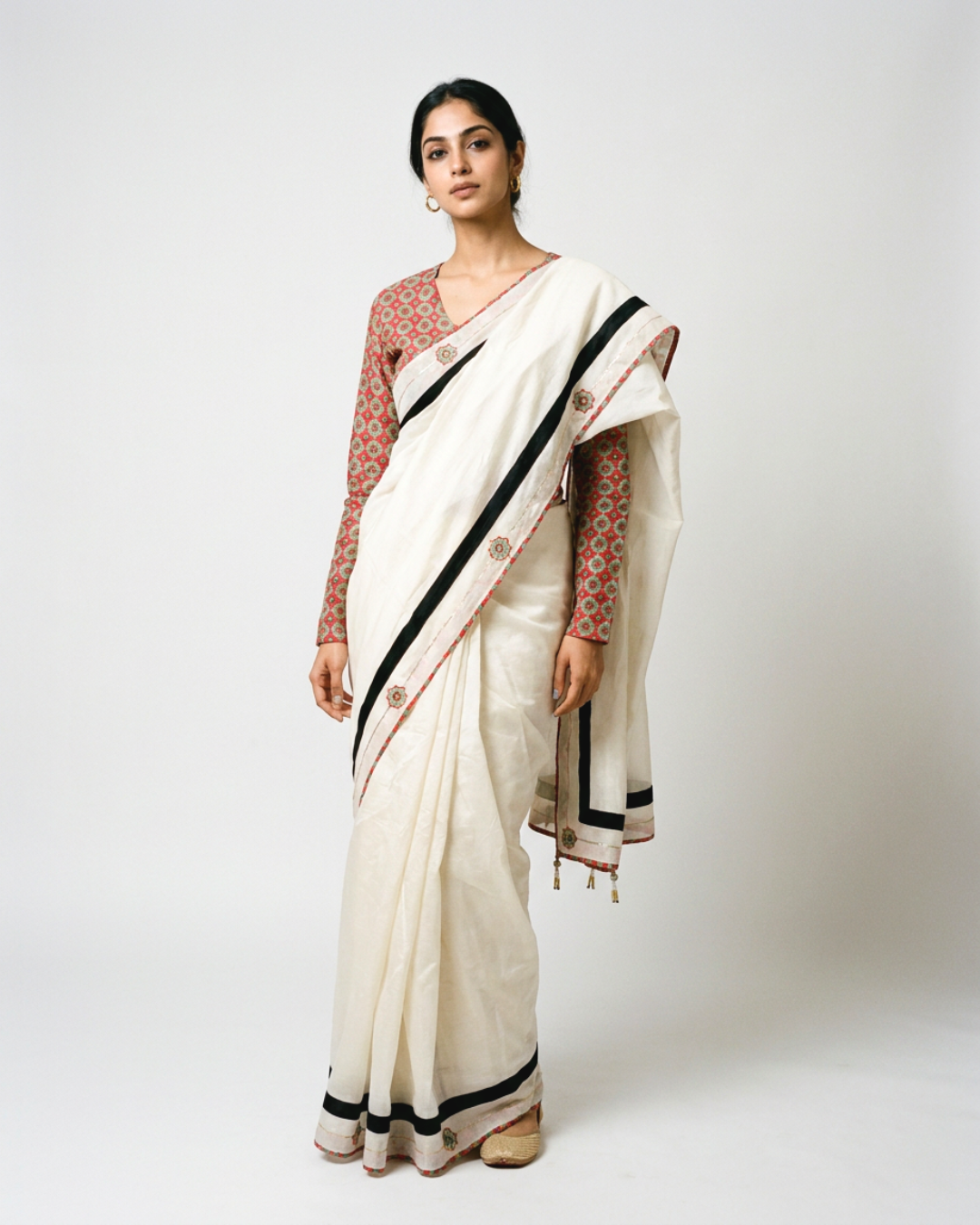 Jhalak Chanderi Saree - Ivory