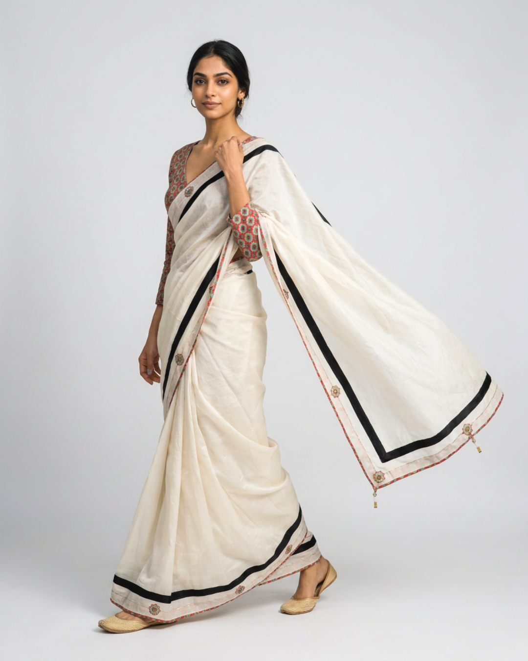 Jhalak Chanderi Saree - Ivory