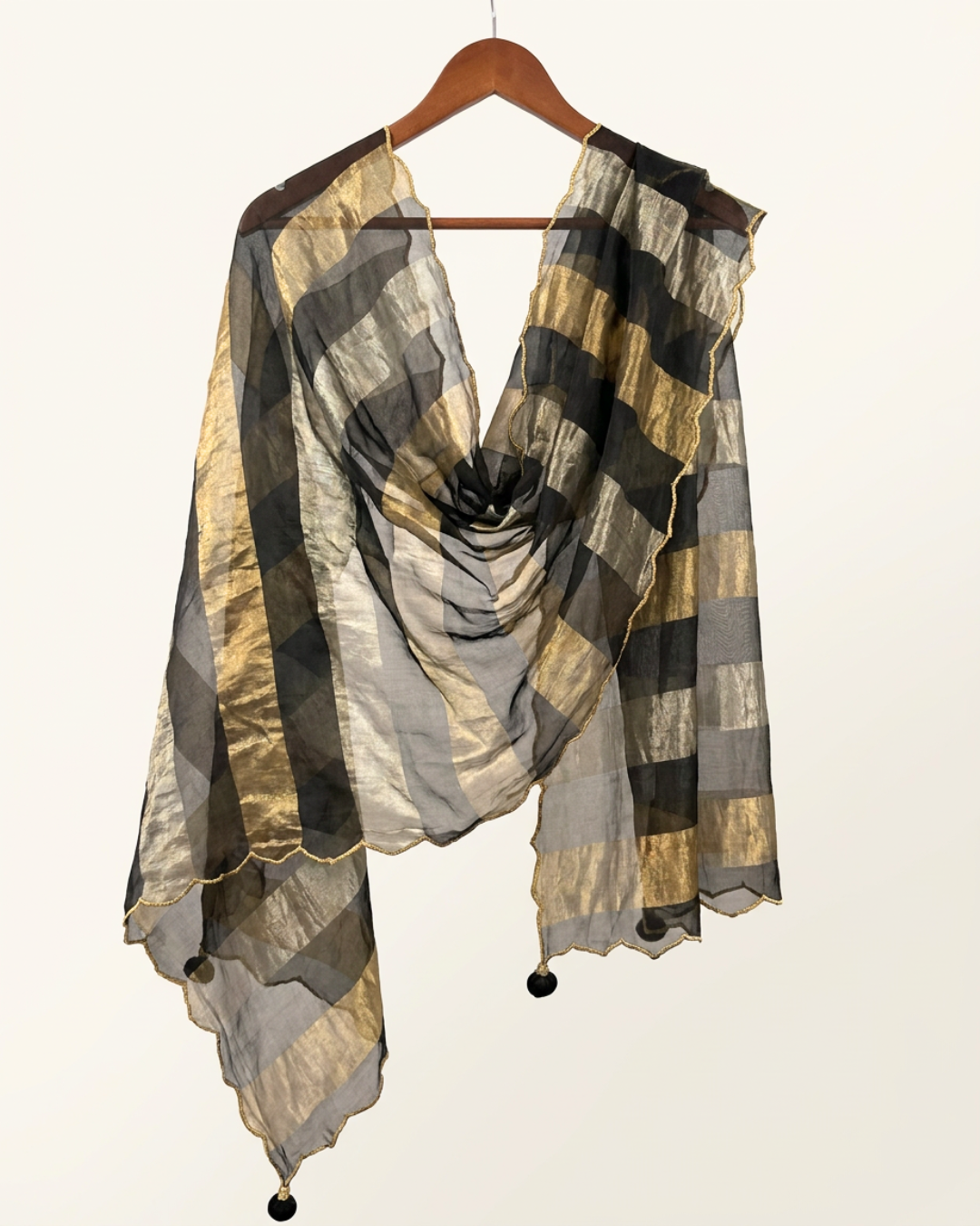 Kajal Tissue Organza Dupatta - Charcoal