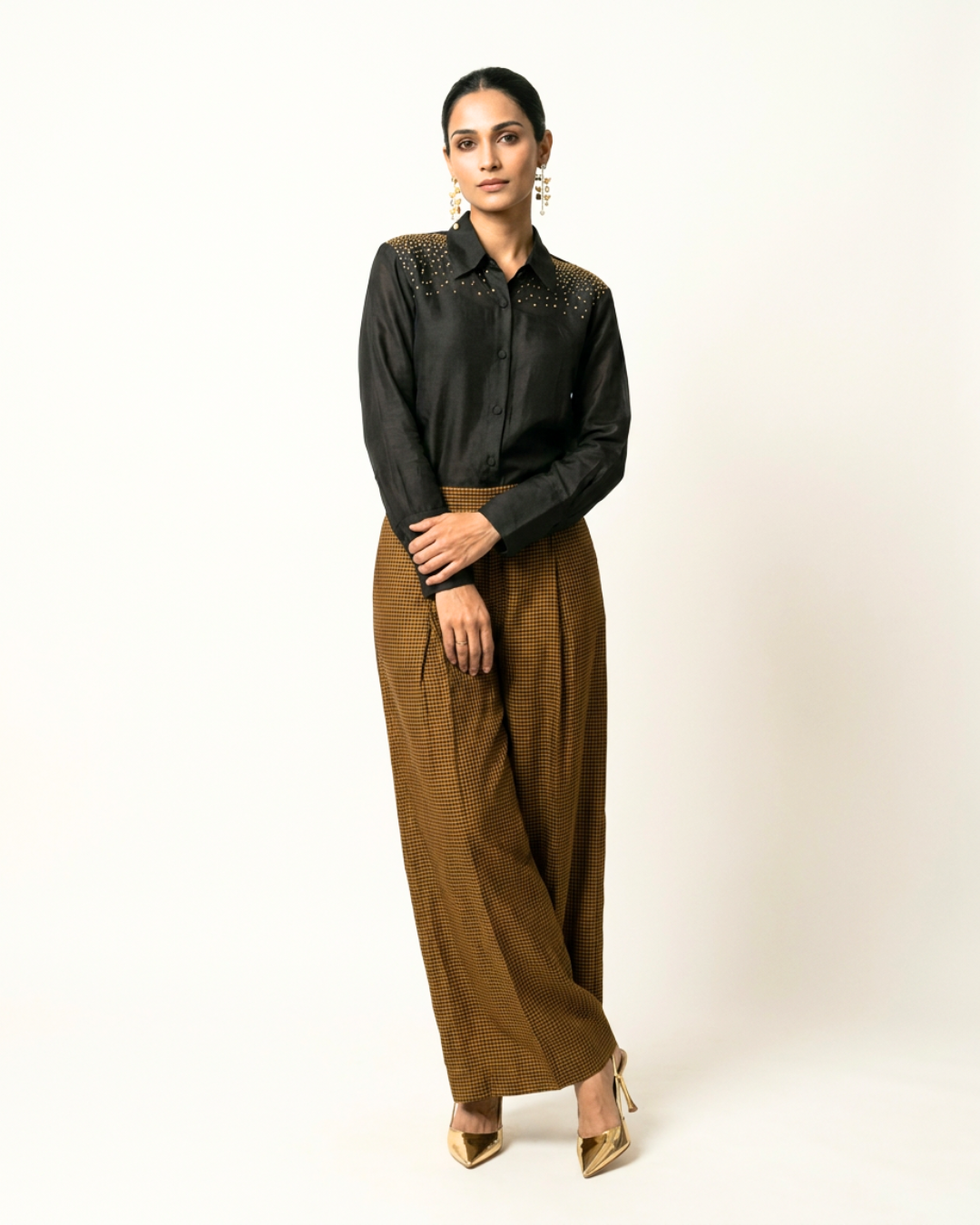 Laakh Chanderi Pant - Gold