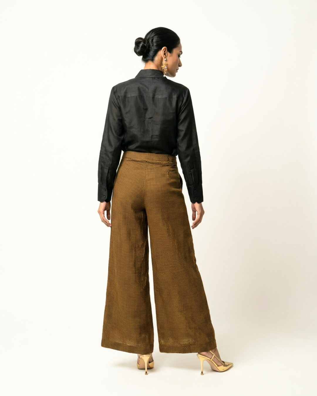 Laakh Chanderi Coord Set - Charcoal & Gold