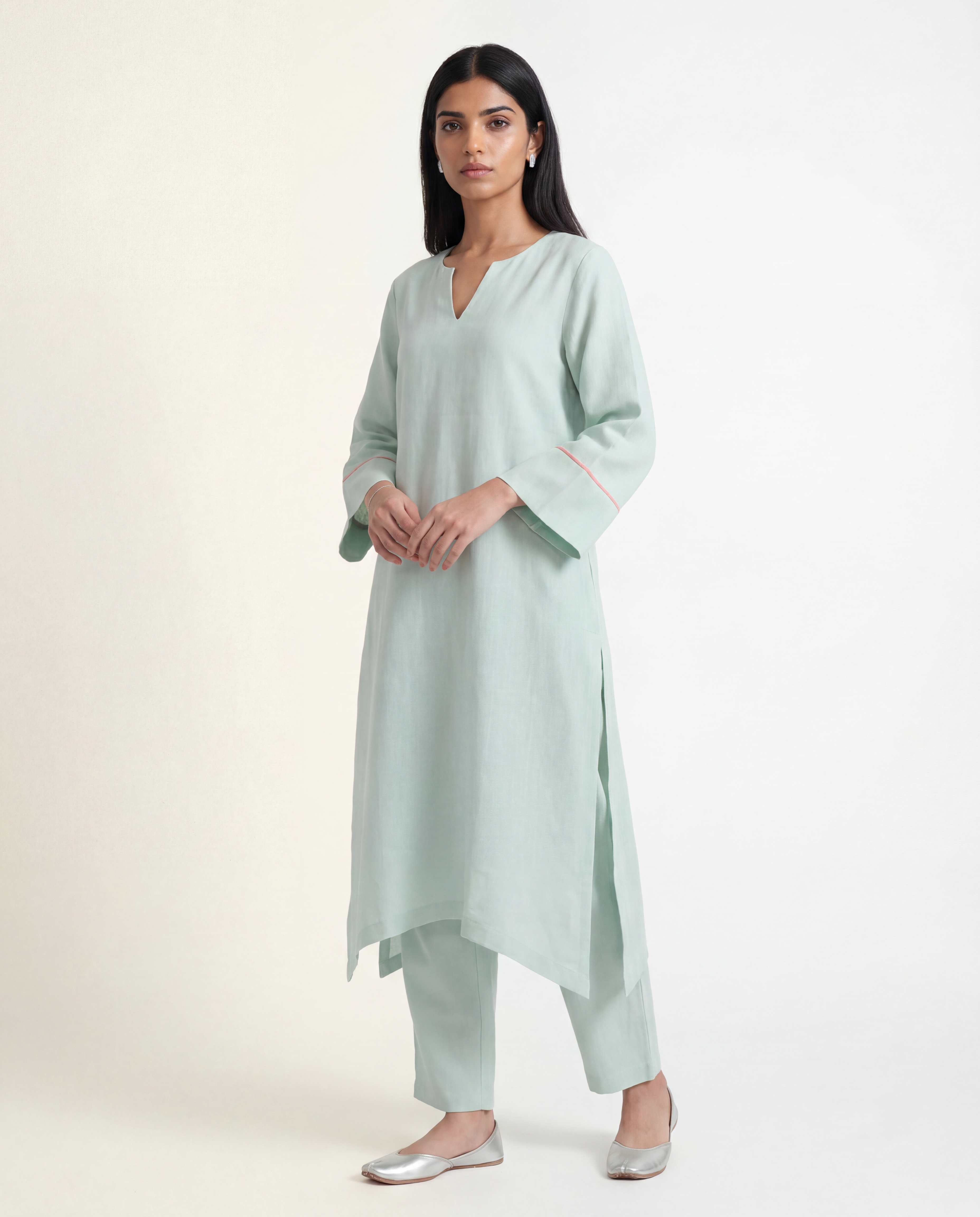 Meadow Linen Kurta - Mint Green