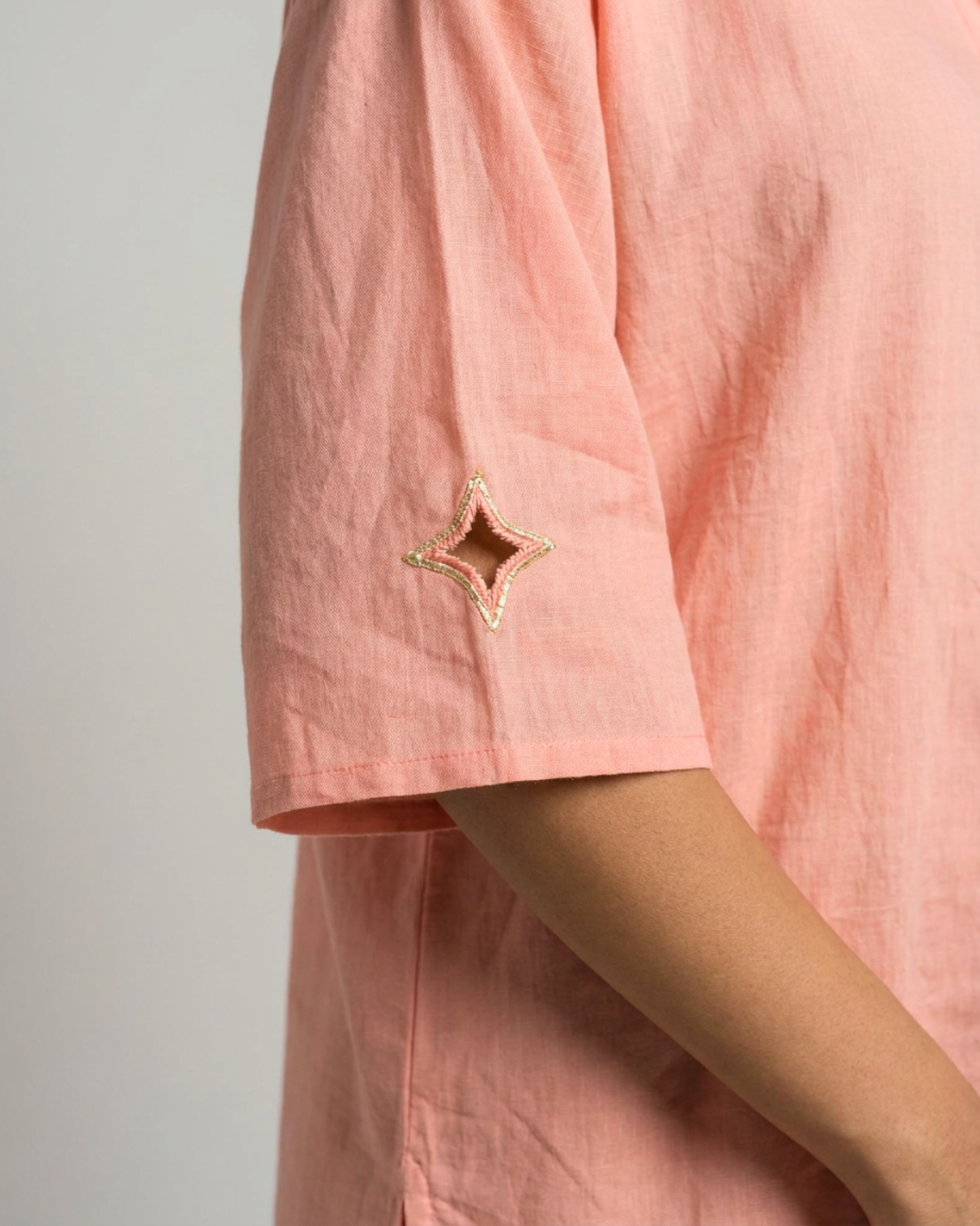 Nisha Cotton Shirt - Salmon Pink