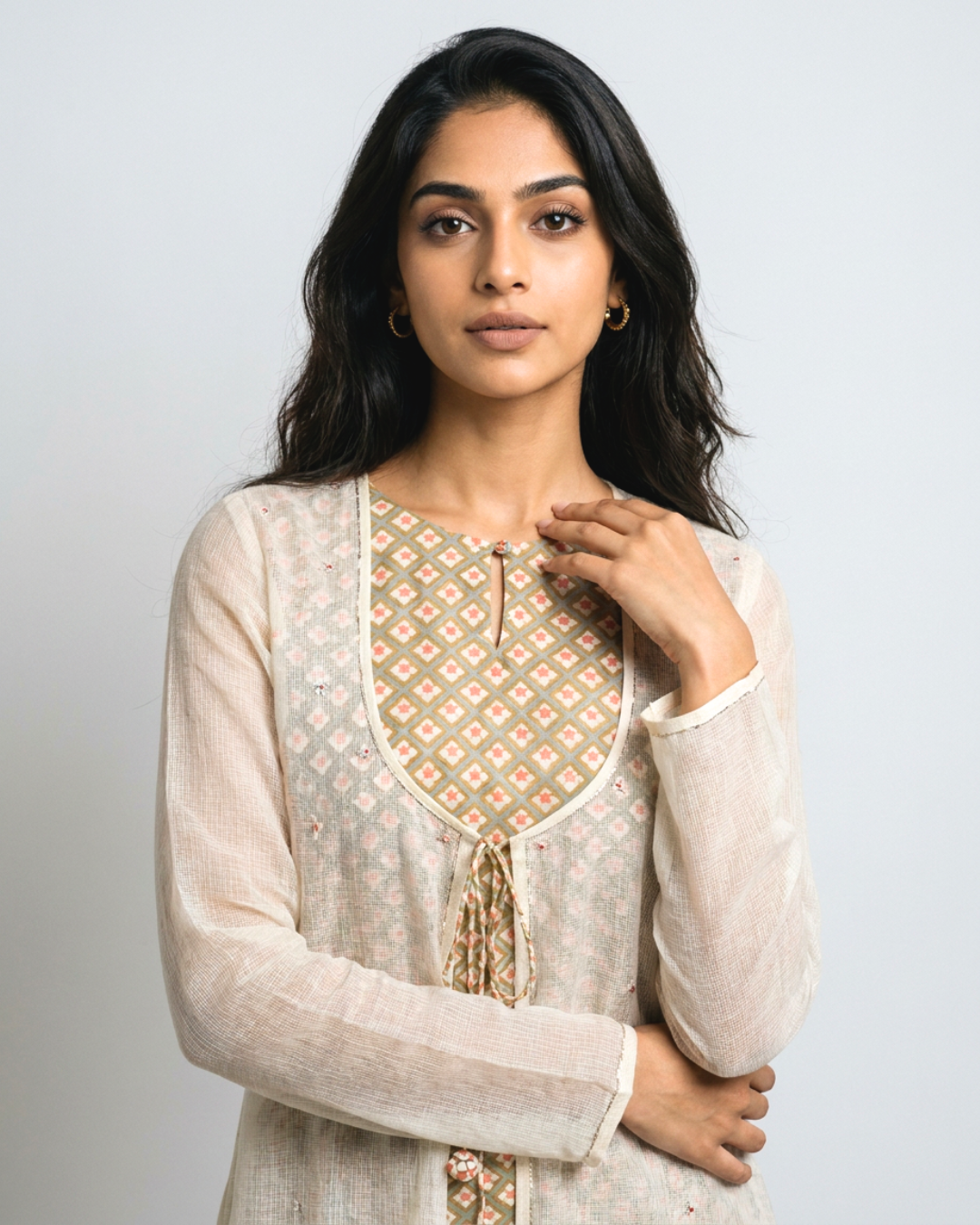 Peehu Mul Doria Kurta - Ivory