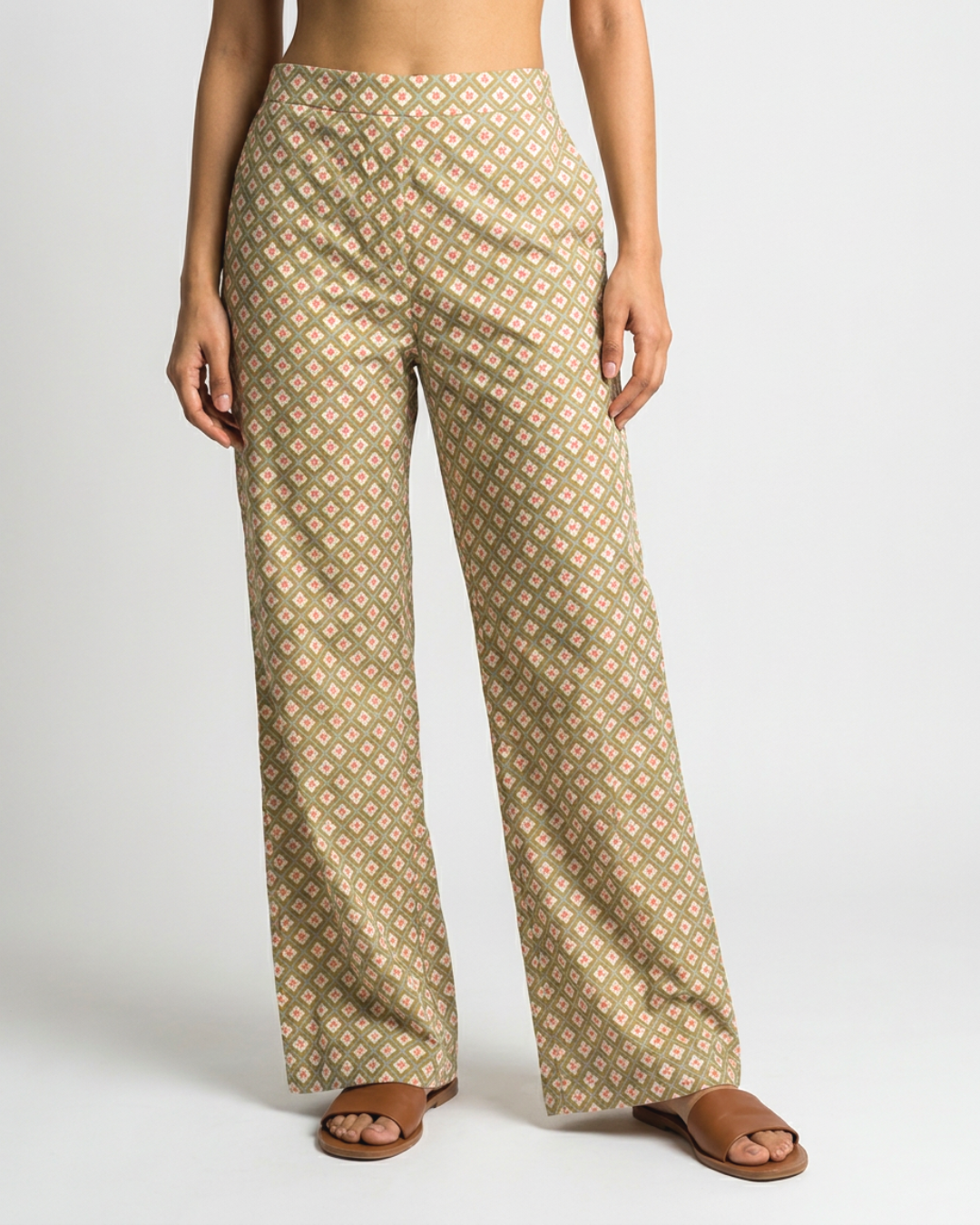 Peehu Mul Pants - Orange & Sage Green