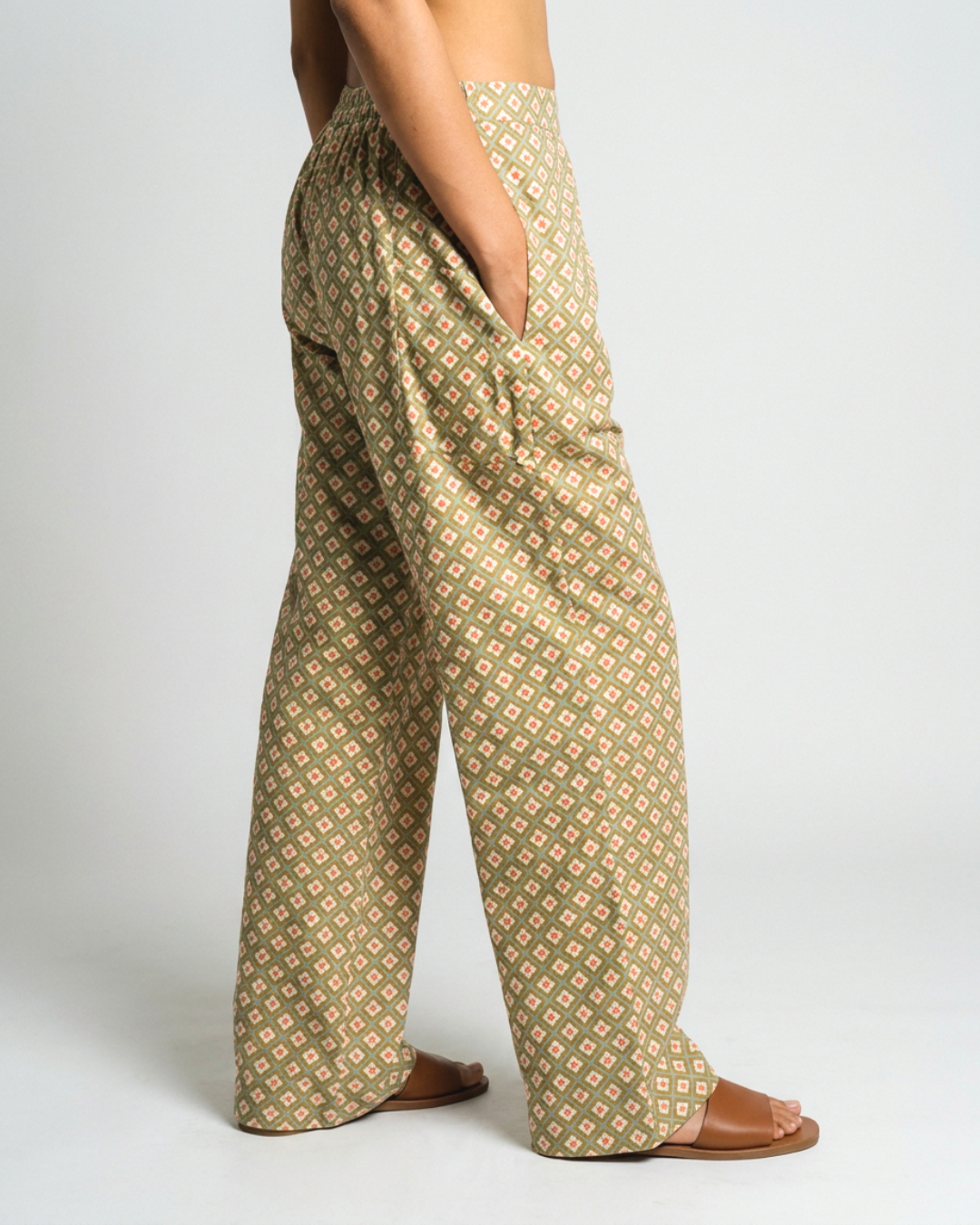 Peehu Mul Pants - Orange & Sage Green