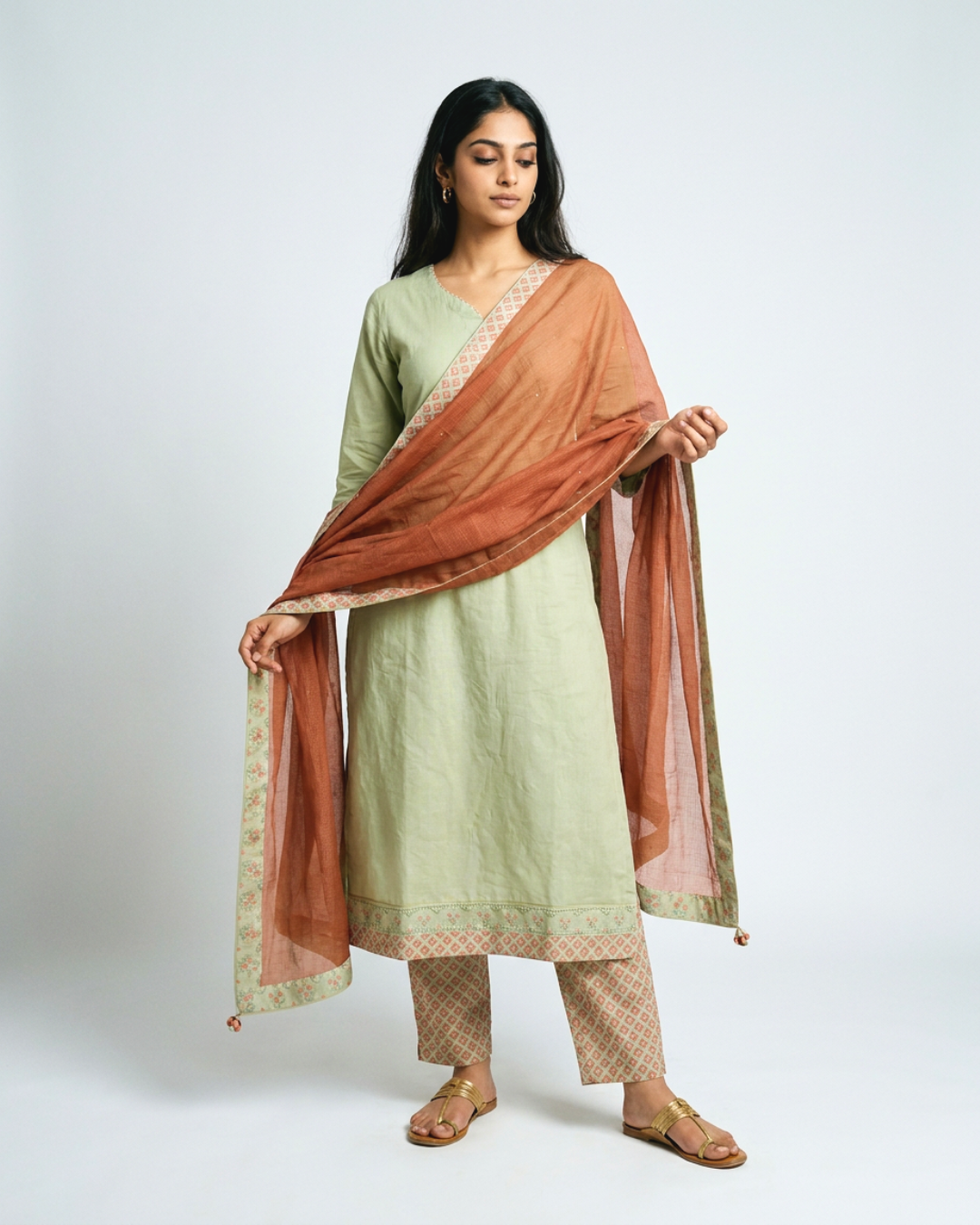 Ragini Mul Kurta Set - Sea Green