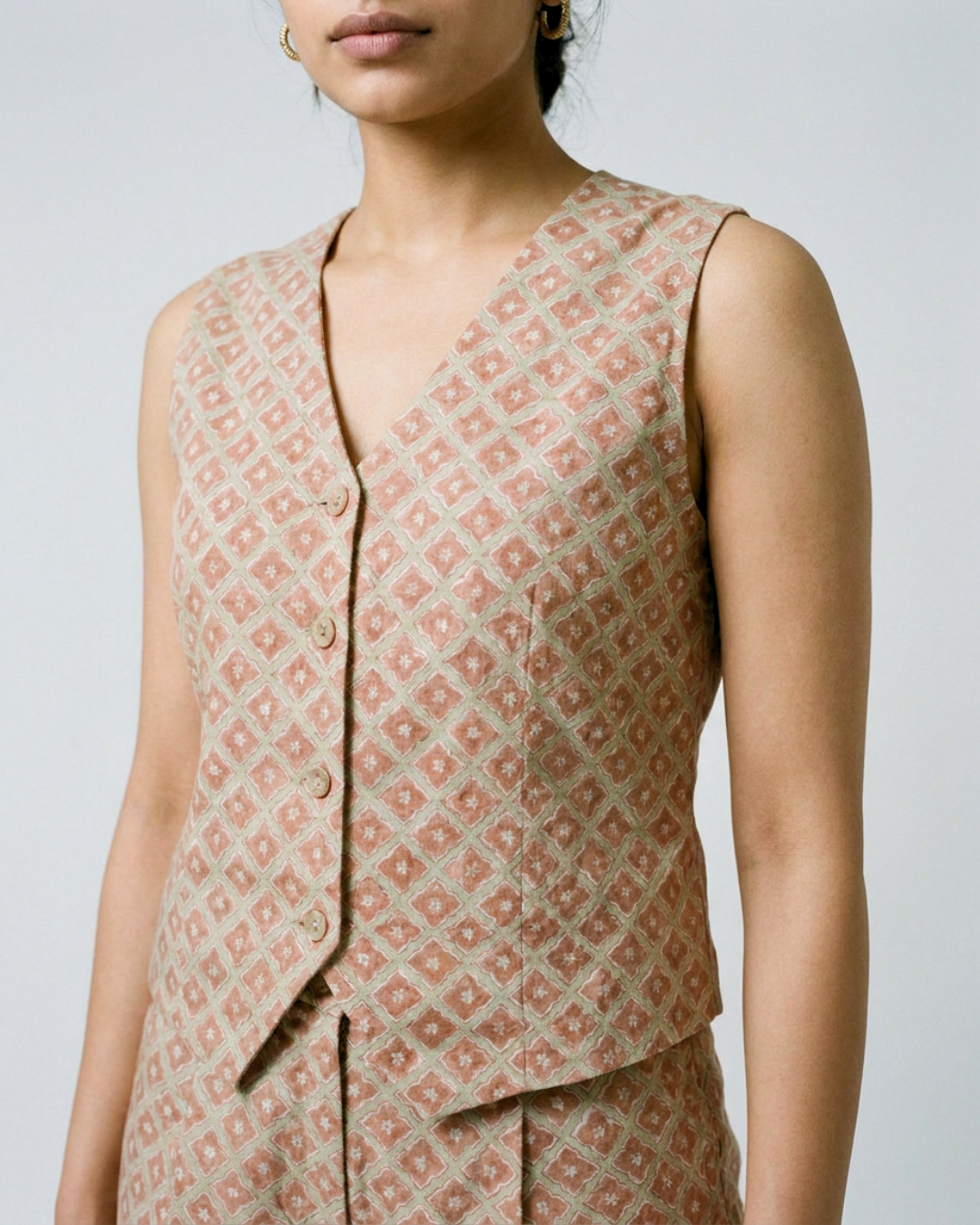 Rawani Mul Coord Set - Brown & Sea Green