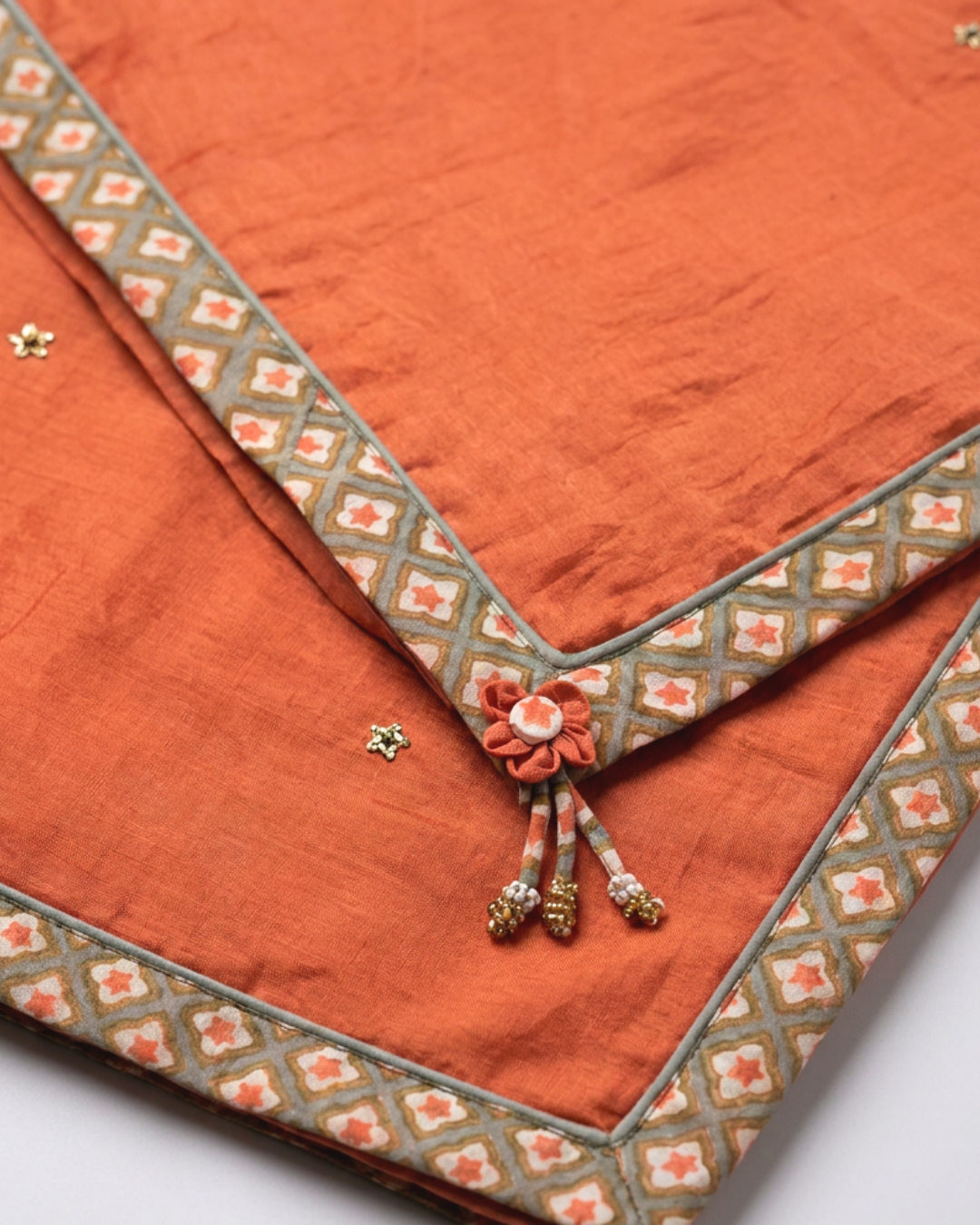 Rooh Chanderi Saree - Rust Orange