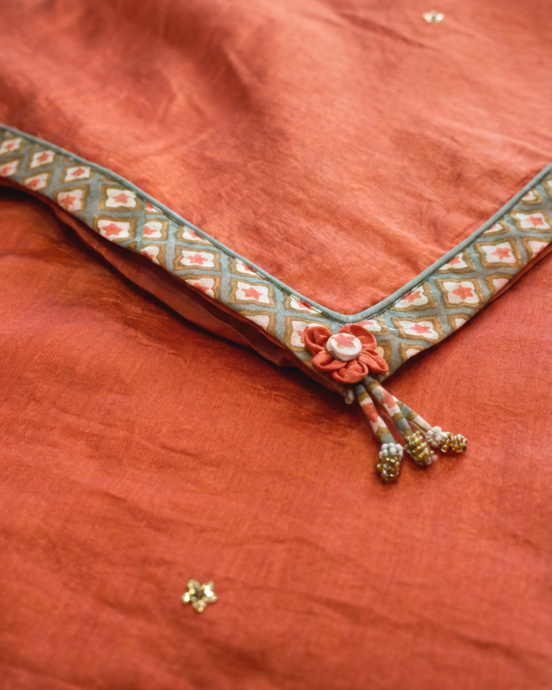 Rooh Chanderi Saree - Rust Orange