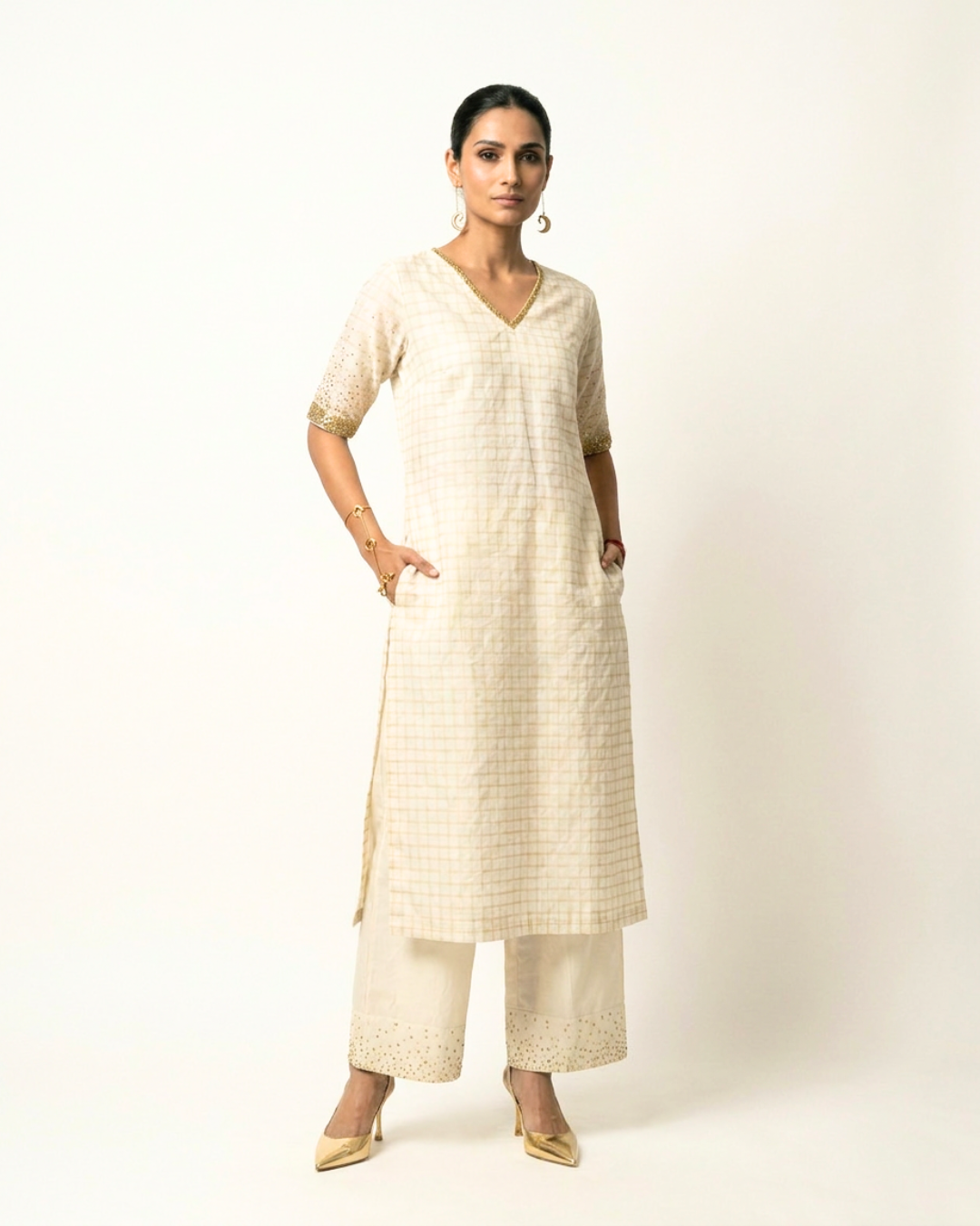 Sadhna Chanderi Kurta - Ivory