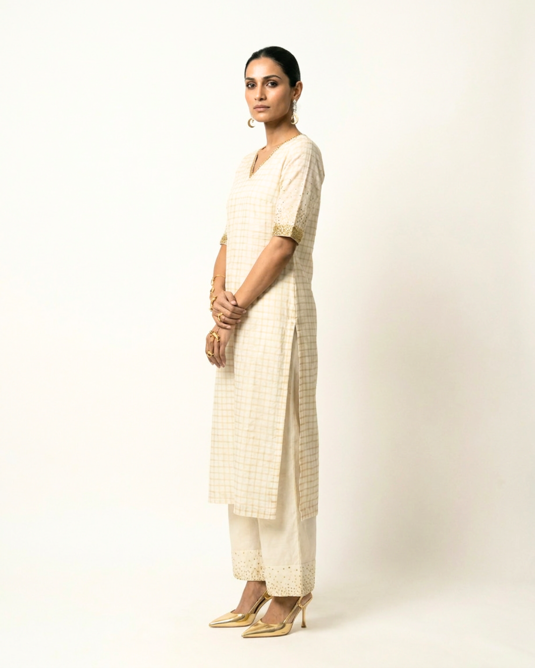 Sadhna Chanderi Kurta - Ivory