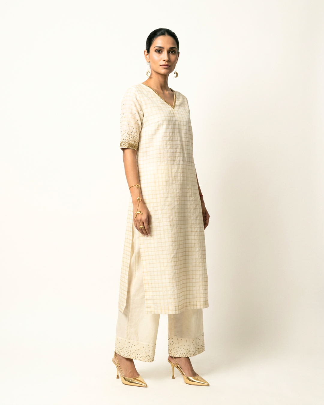 Sadhna Chanderi Kurta - Ivory
