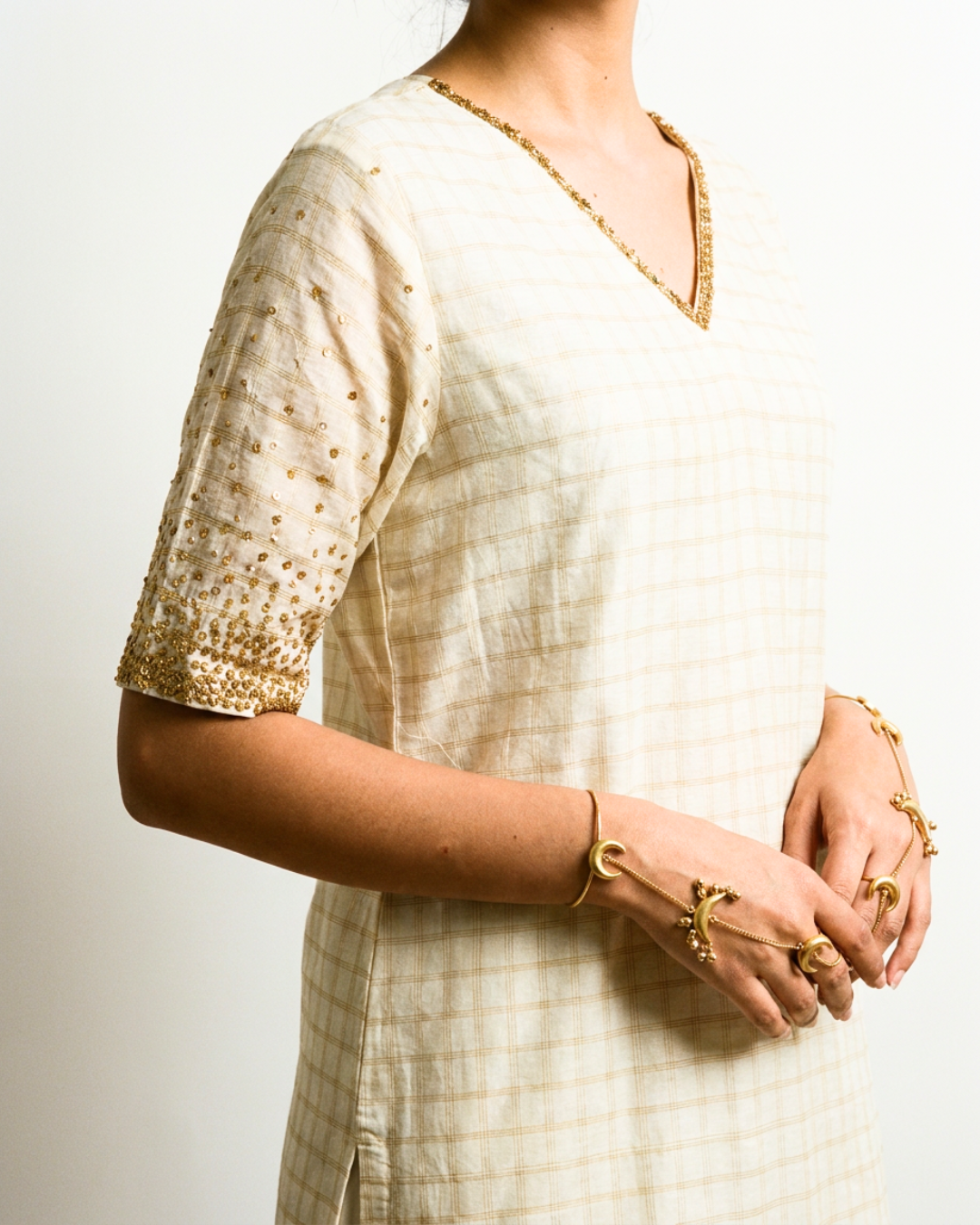 Sadhna Chanderi Kurta - Ivory