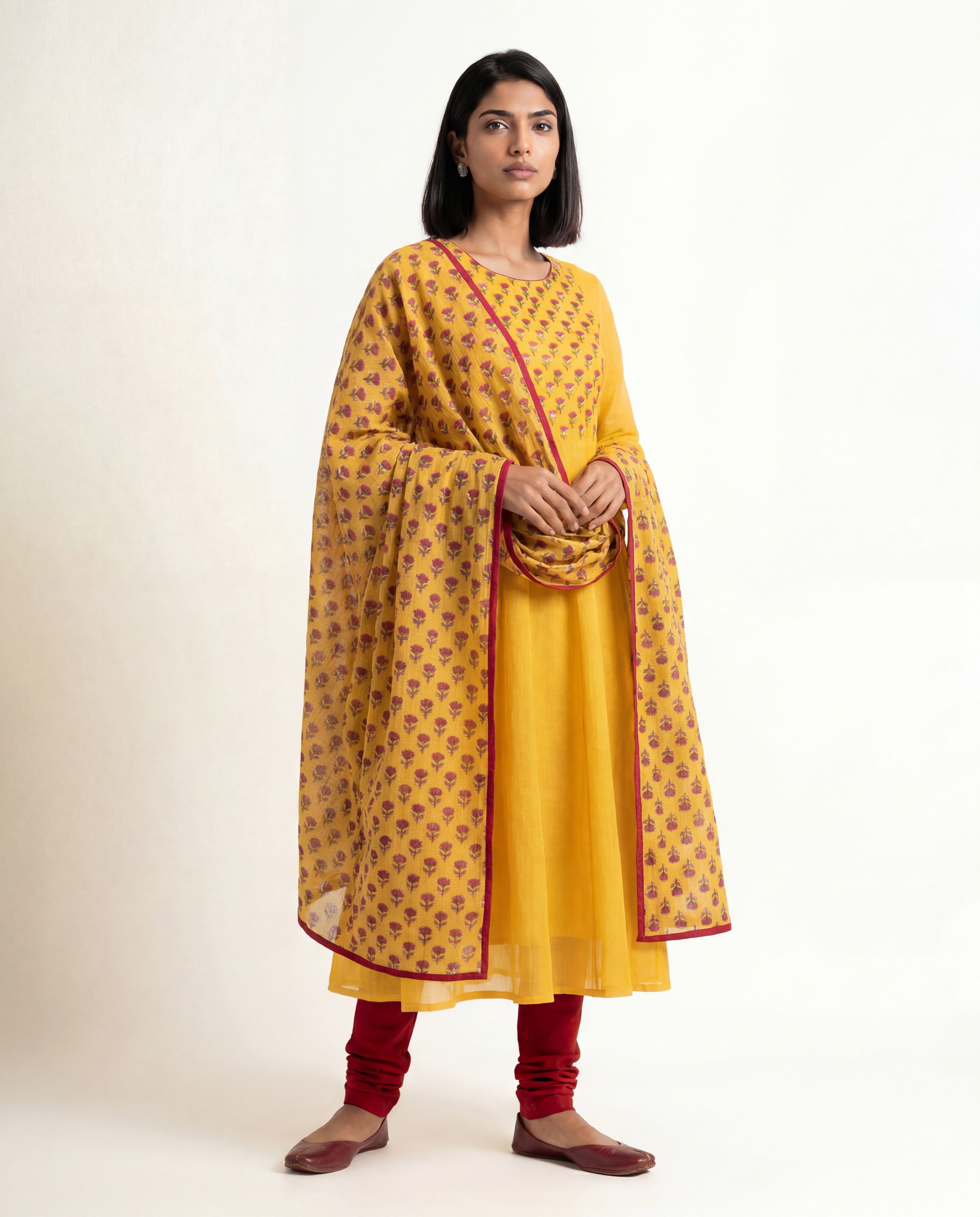 Saffron Doria Kurta Set - Yellow