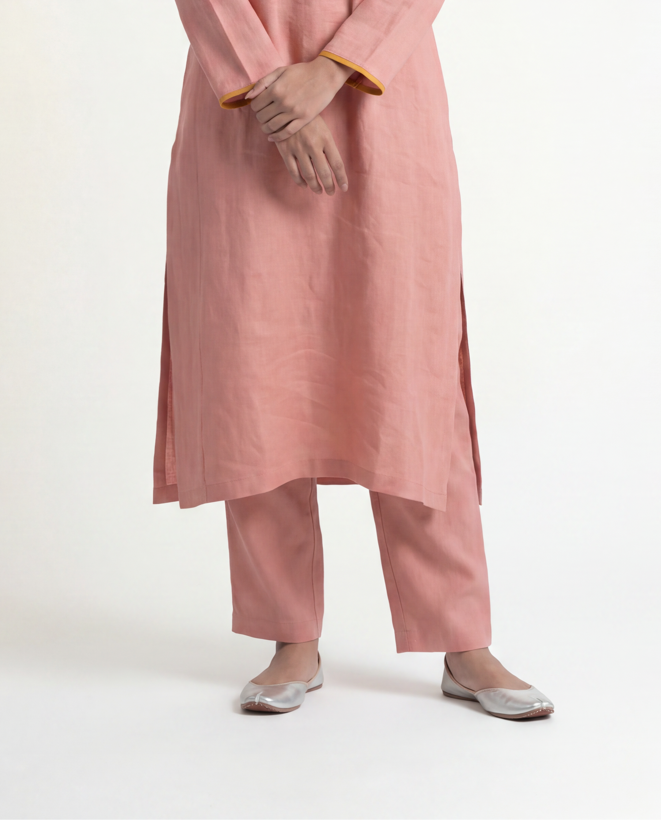 Salmon Linen Pants - Pink