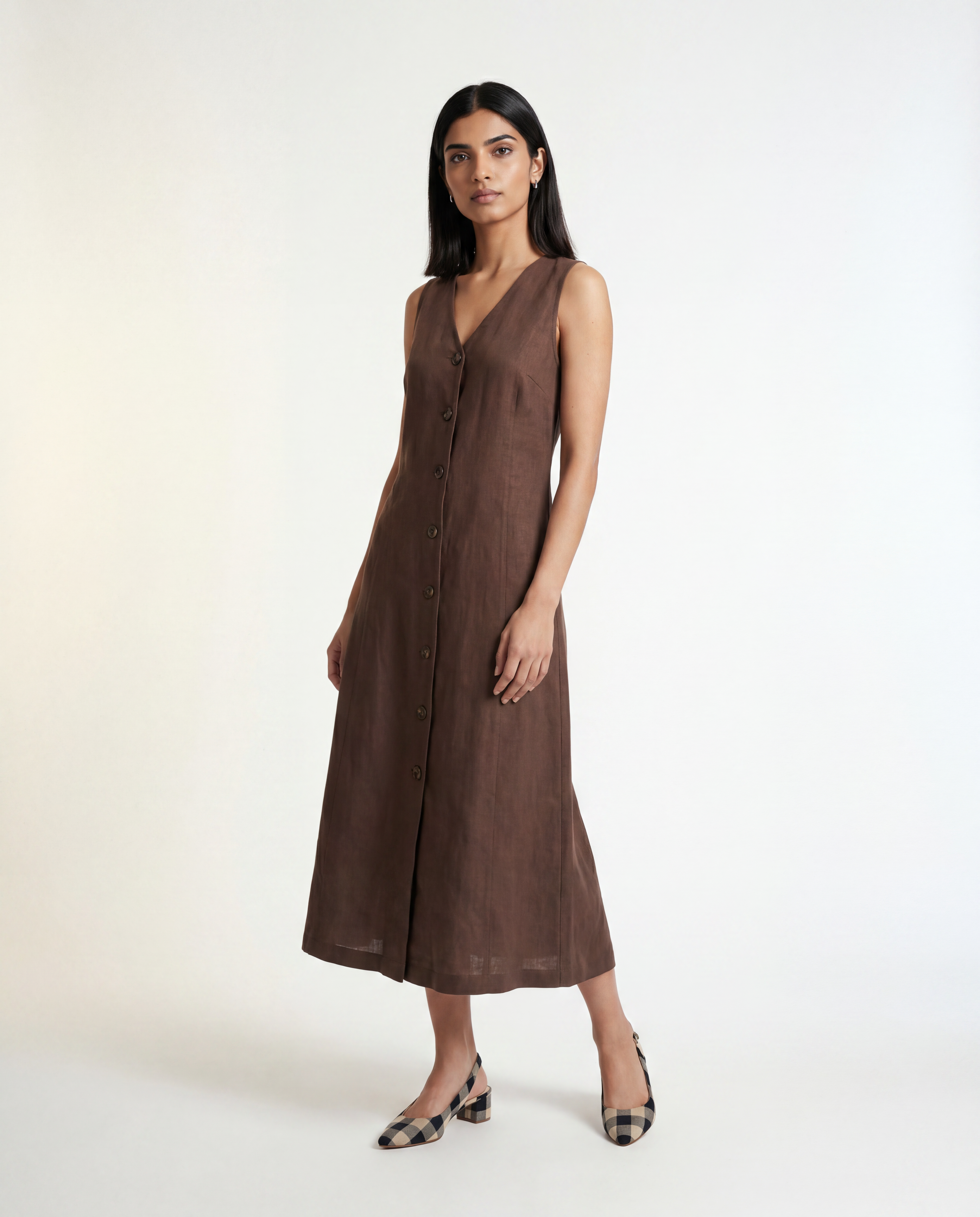Serene Straight Dress - Coffee Brown
