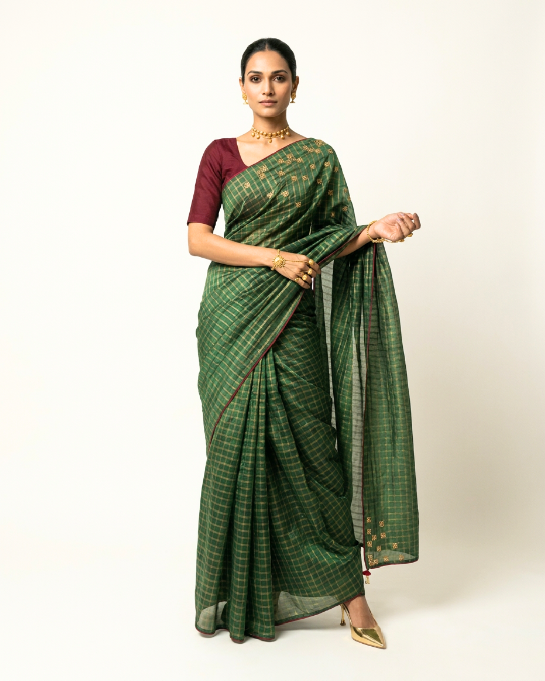 Siddhi Tissue Chanderi Saree - Green