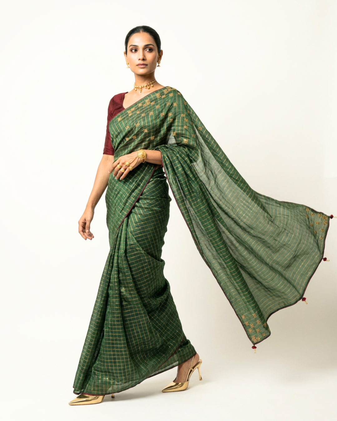 Siddhi Tissue Chanderi Saree - Green