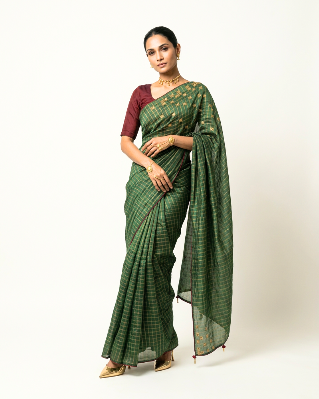 Siddhi Tissue Chanderi Saree - Green