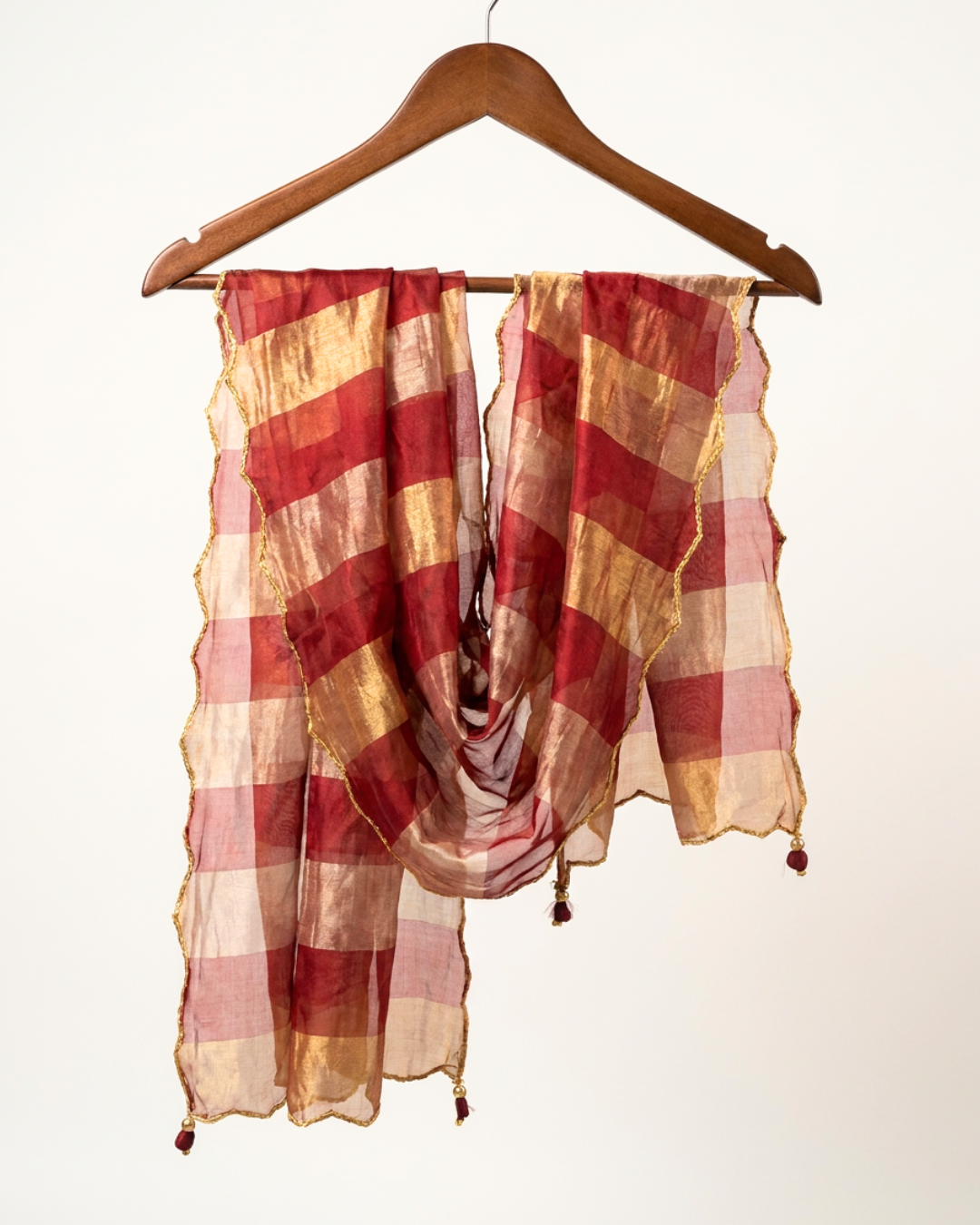 Syahi Tissue Organza Dupatta - Maroon