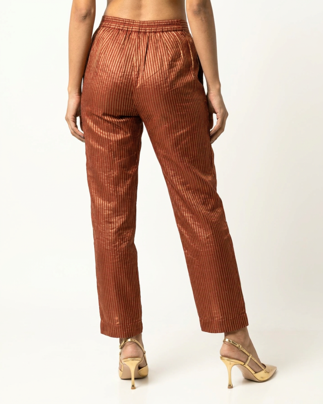 Syahi Tissue Chanderi Pant - Maroon