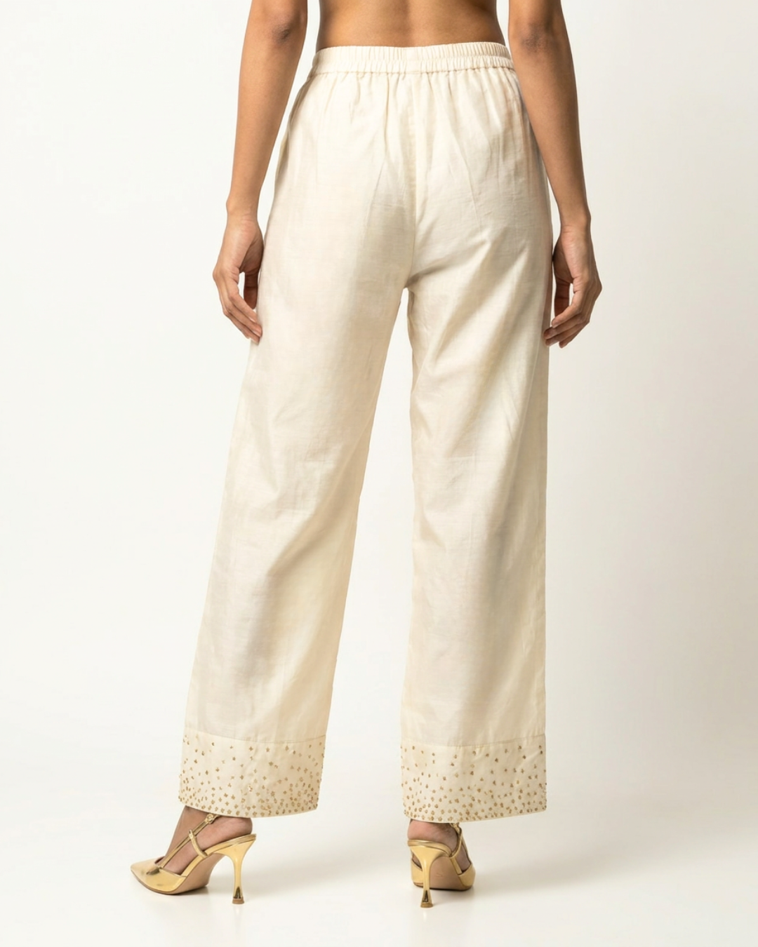 Ujla Chanderi Pant - Ivory