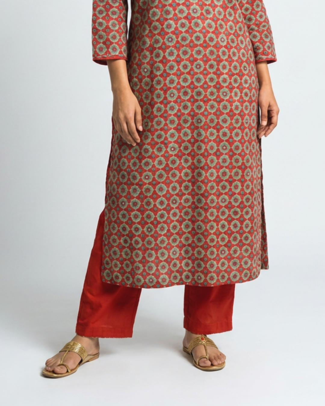 Vaani Cotton Pants - Crimson Red