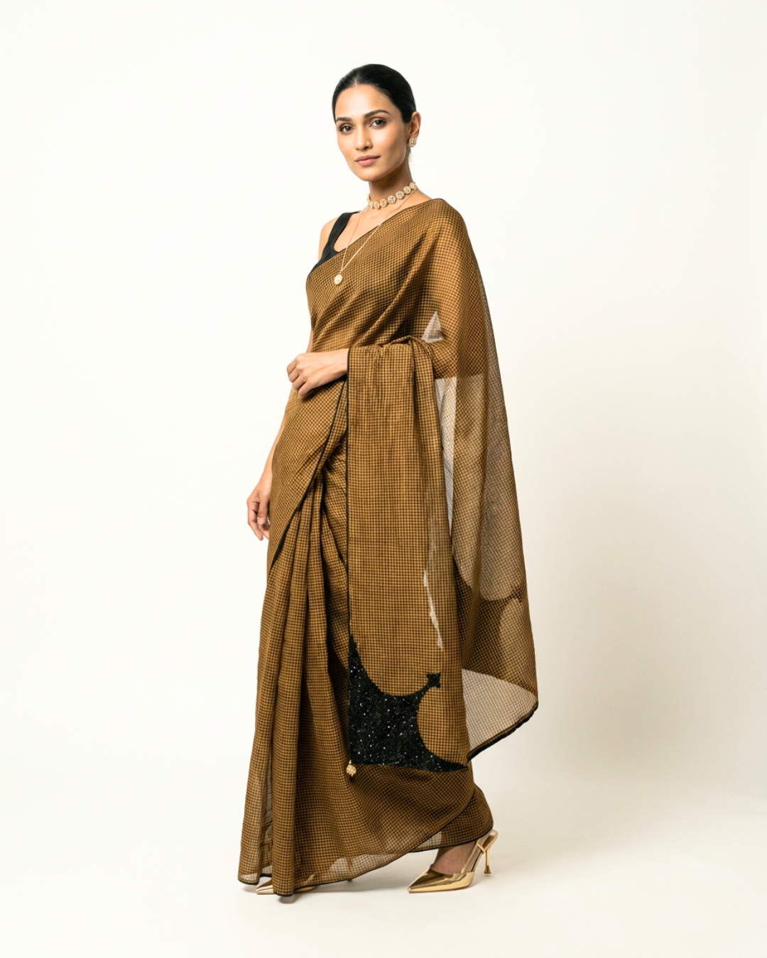 Zeena Tissue Chanderi Saree - Gold
