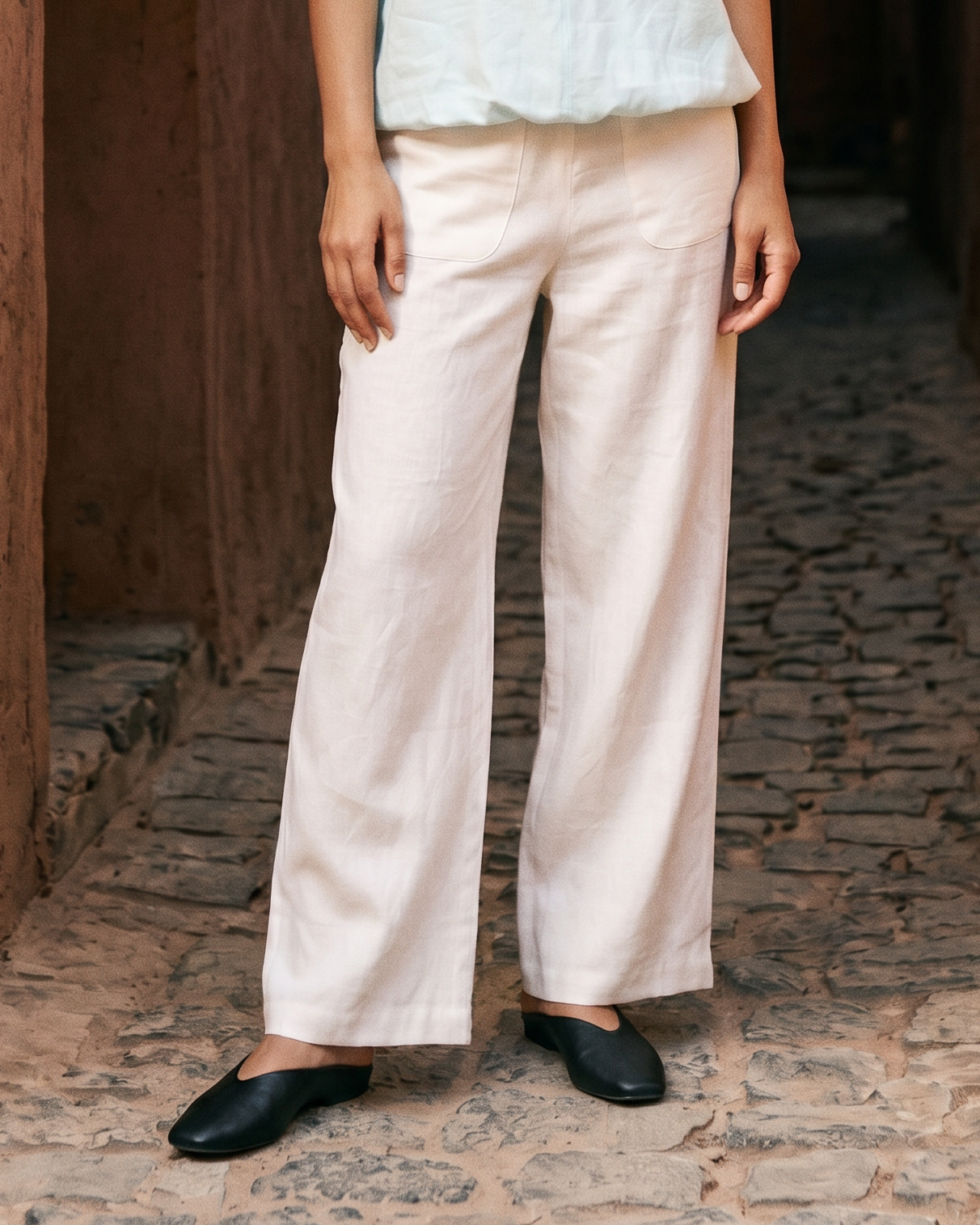 Pocketful Linen Pants - Cloud White